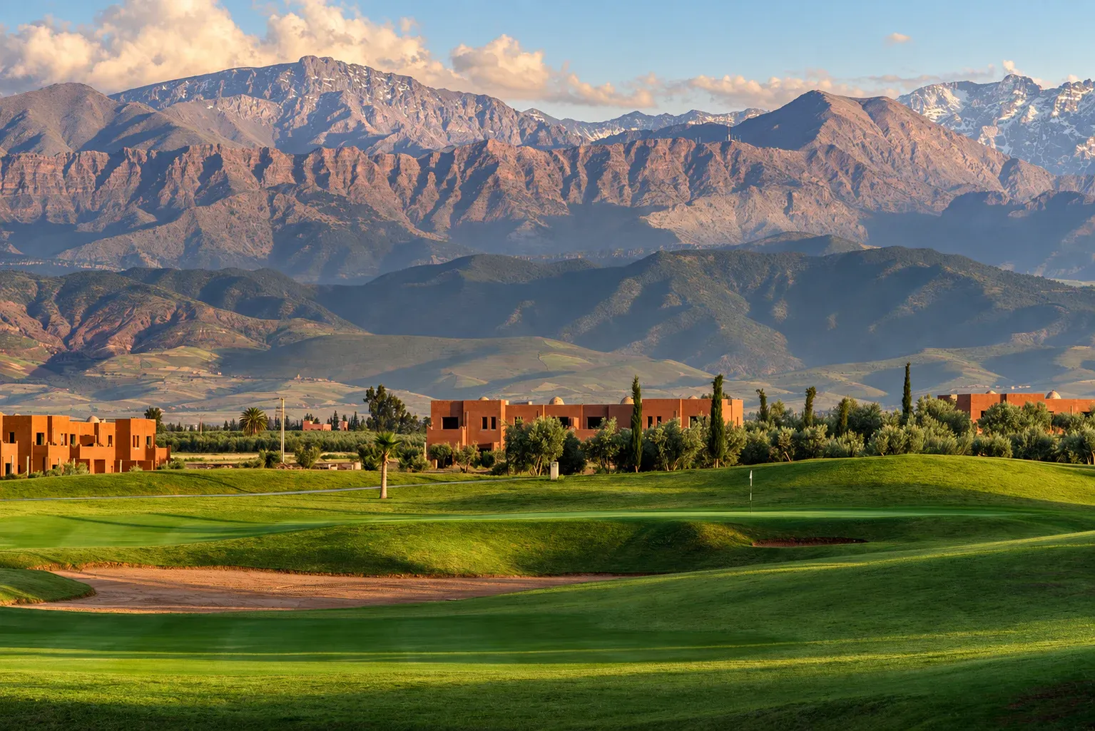 PalmGolf Ourika golf course with the Atlas Mountains, Marrakech